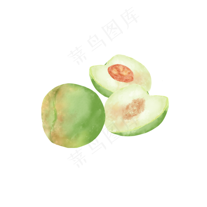 芒种水彩青梅水果(2050X2050(DPI:299))psd模版下载