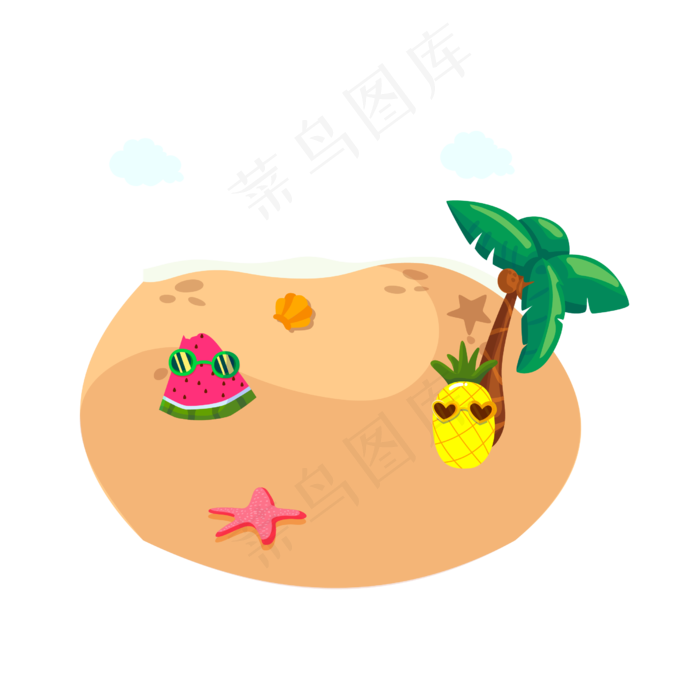 卡通风手绘拟人水果元素(2500*2500px 300 dpi )ai矢量模版下载