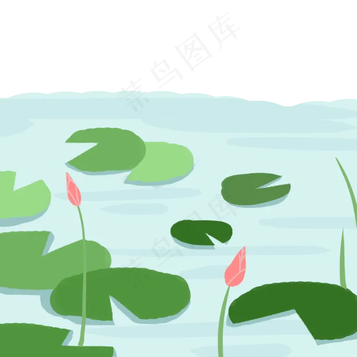 绿色植物荷花元素(2000X2000(DPI:300))psd模版下载