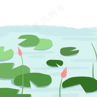 绿色植物荷花元素