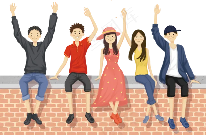 青春毕业季主题插图(2000X1312(DPI:300))psd模版下载