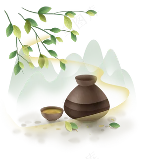 中式古风传统酒壶,免抠元素