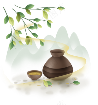 中式古风传统酒壶,免抠元素