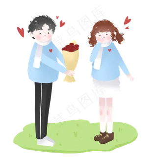 情人节情侣送玫瑰花