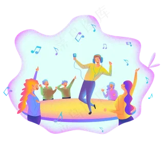 扁平商务噪点人物派对,免抠元素