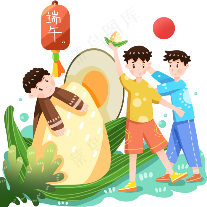 端午节粽子可爱卡通手绘人物免抠