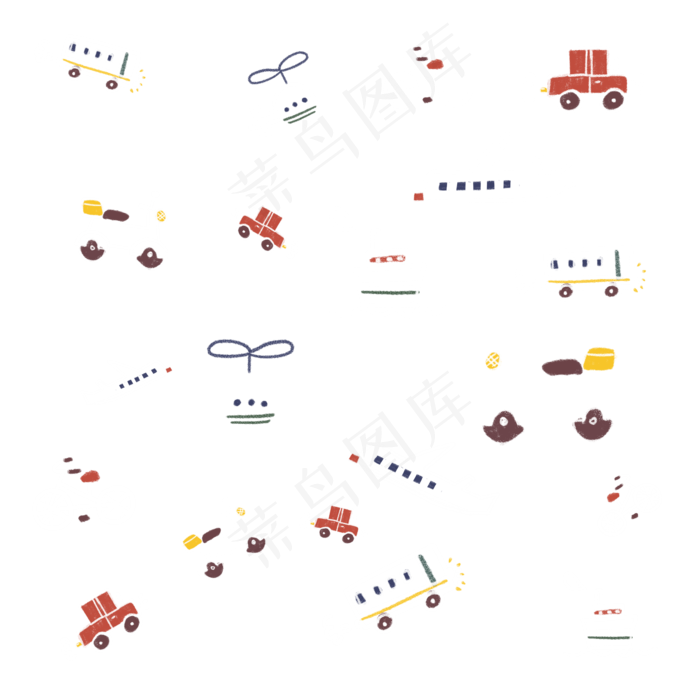 卡通迷你印花图案,免抠元素(3500X3500(DPI:300))psd模版下载