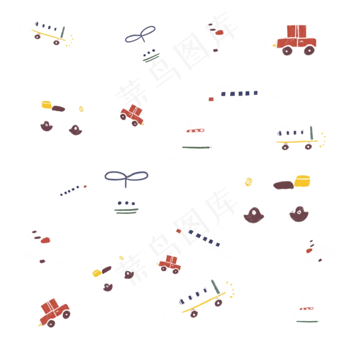 卡通迷你印花图案,免抠元素(3500X3500(DPI:300))psd模版下载