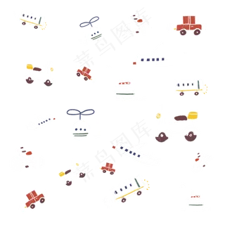 卡通迷你印花图案,免抠元素