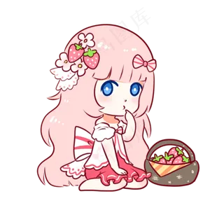 立春手绘野餐草莓女孩