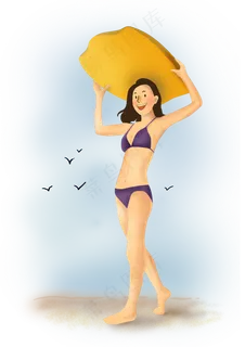 夏日海边冲浪美女