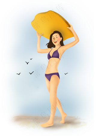 夏日海边冲浪美女