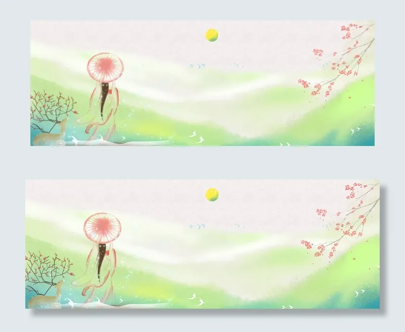 春天古风山水人物