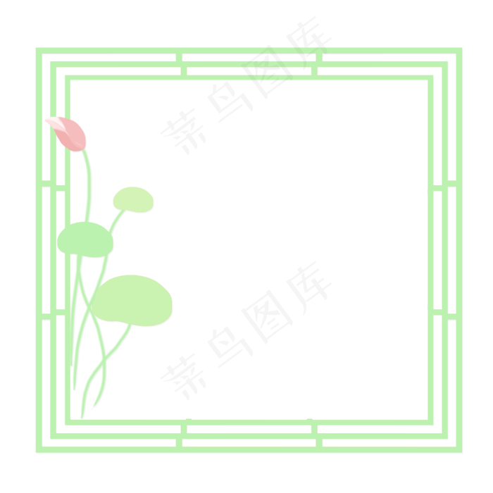 春夏荷花边框png素材(2000X2000(DPI:300))psd模版下载