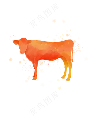 手绘水彩动物十二生肖牛