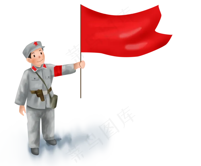 红色教育手绘小红军(3508X2901(DPI:300))psd模版下载