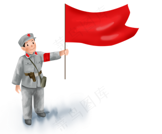 红色教育手绘小红军