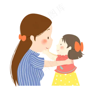 母亲节卡通手绘妈妈女儿亲子互动
