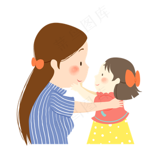 母亲节卡通手绘妈妈女儿亲子互动