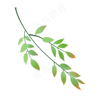 春天植物小清新嫩绿枝叶,免抠元素