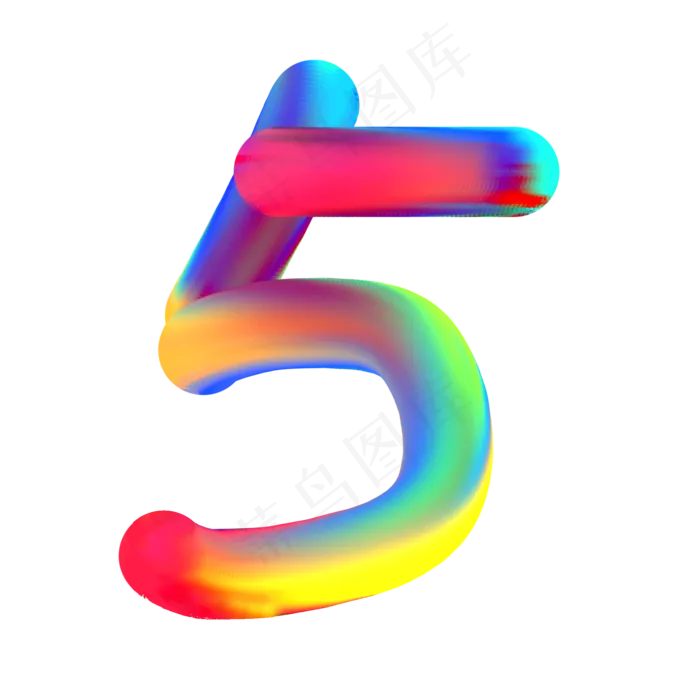 炫彩画笔立体数字5(2000*2000px 	      )psd模版下载