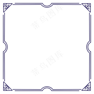 中式花纹蓝色边框