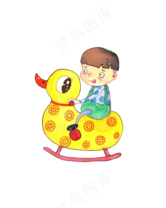 儿童节快乐木马水彩小鸭子(2000X2500(DPI:300))psd模版下载