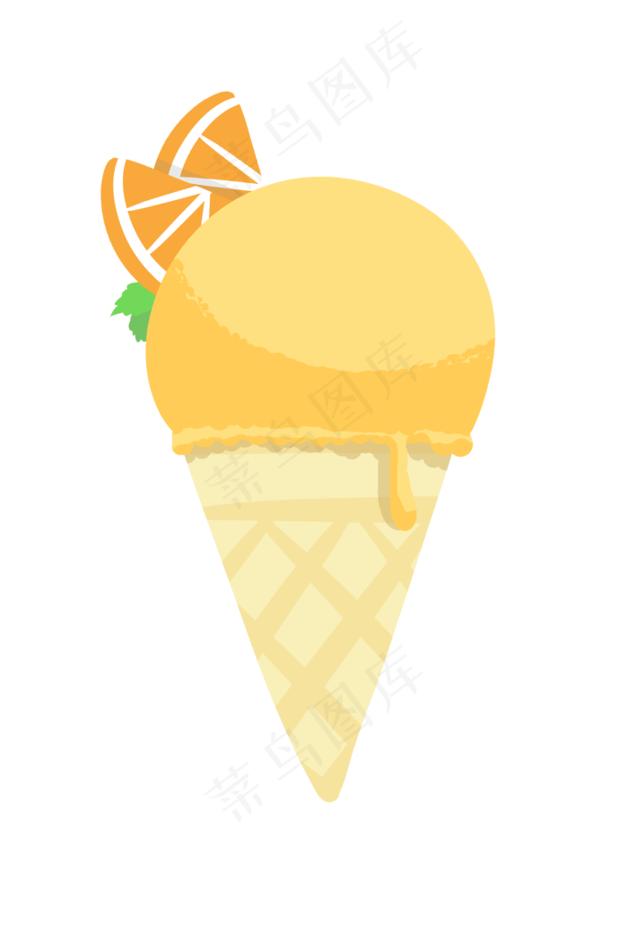 夏季橙色冰激凌PNG(2000X3000(DPI:300))psd模版下载