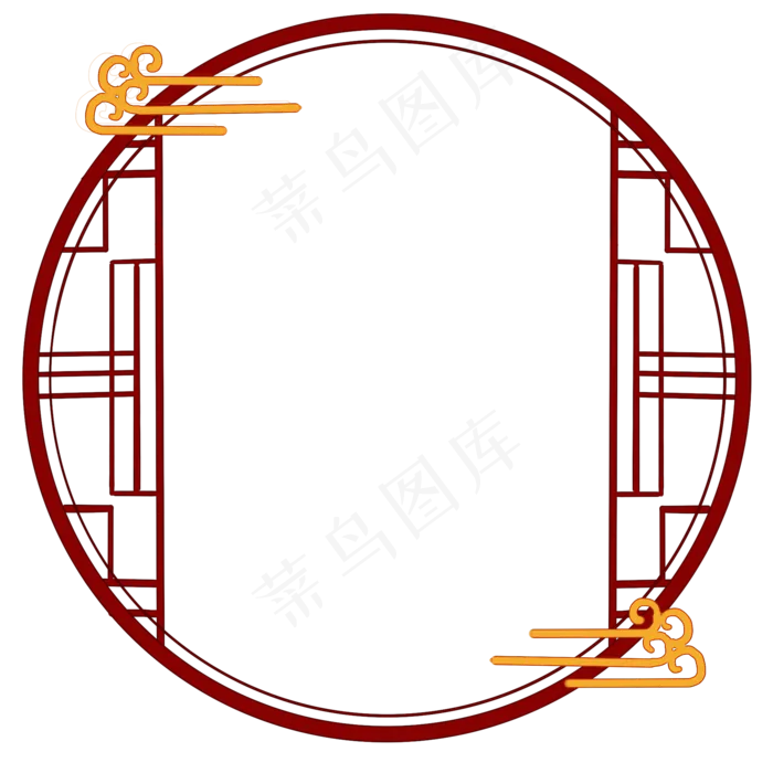 古典中国风祥云圆形窗户边框分层(2000X2000(DPI:299))psd模版下载