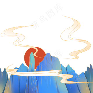 金边国潮远山祥云