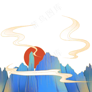 金边国潮远山祥云