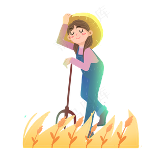 芒种麦穗收麦子女孩素材