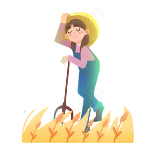 芒种麦穗收麦子女孩素材