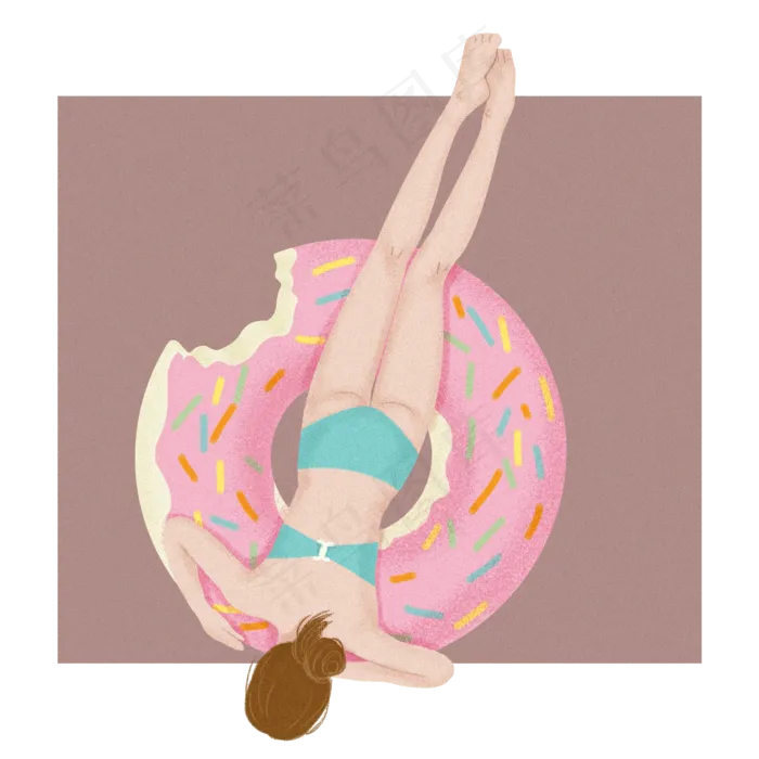 大暑小暑清凉消暑卡通女孩泳装(2000X2000(DPI:300))psd模版下载