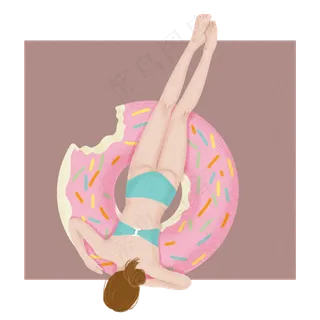 大暑小暑清凉消暑卡通女孩泳装