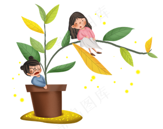 秋季秋分花盆和女孩