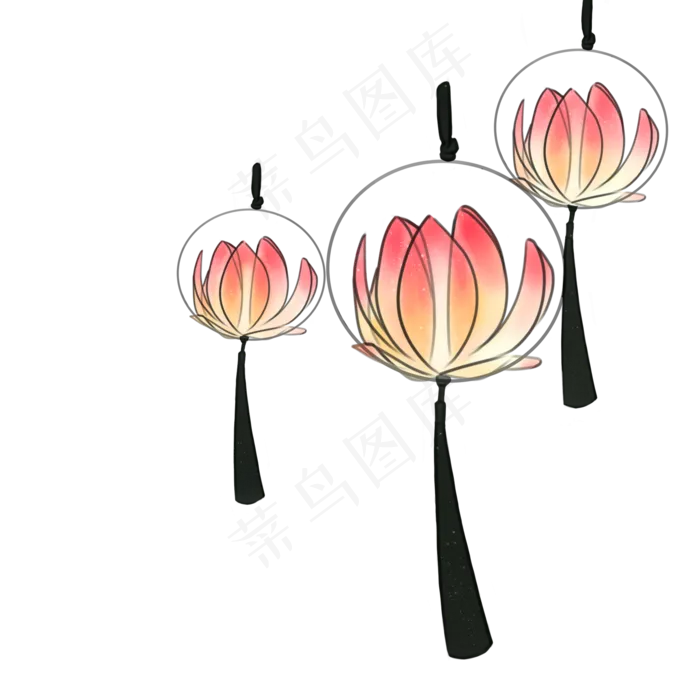 中国风灯笼装饰素材,免抠元素(2000X2000(DPI:300))psd模版下载