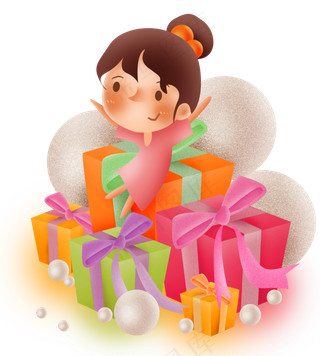 礼物堆里的女孩,免抠元素