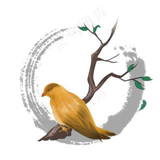 国画花鸟树枝,免抠元素