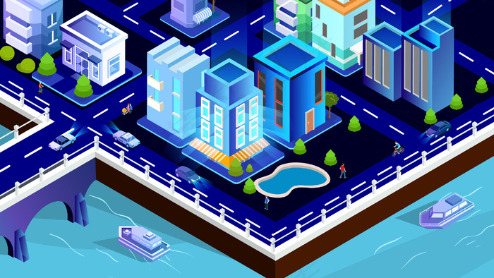 城市生活立体插画