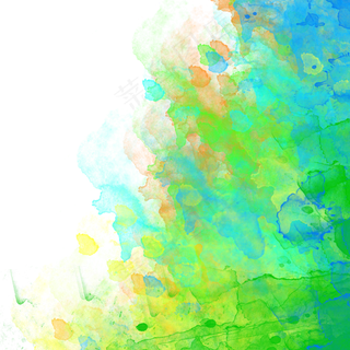 晕染绿色黄色透明水彩缤纷PNG肌理,免抠元素