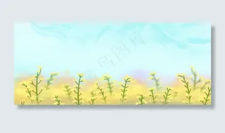 桃花节文艺小清新简约蓝banner