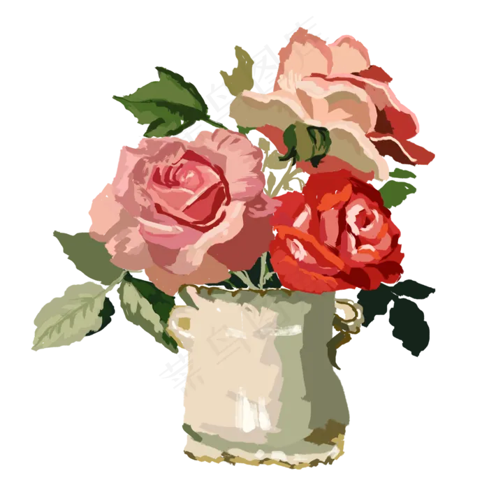 油画风花朵(2000X2000(DPI:300))psd模版下载