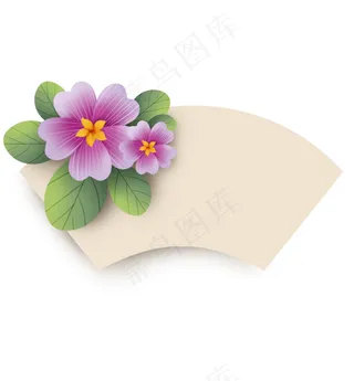 粉色报春花扇面文本框