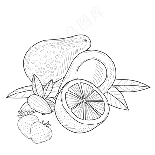 线描食物水果设计素材