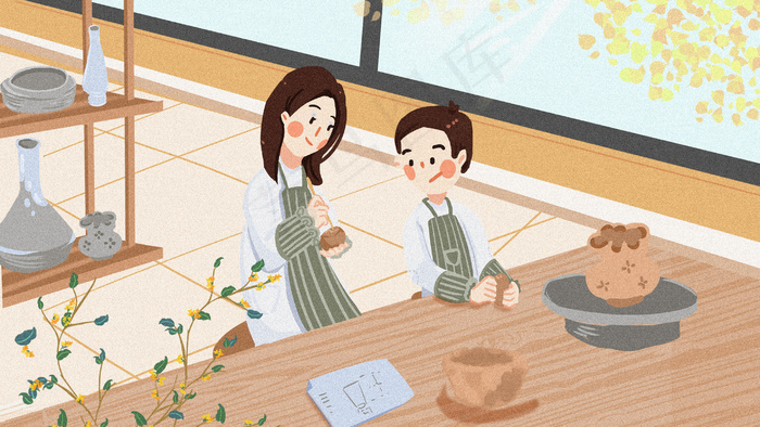 学生课外活动陶艺(2880X1620(DPI:300))psd模版下载