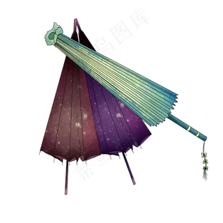 雨伞油纸伞手绘装饰图,免抠元素