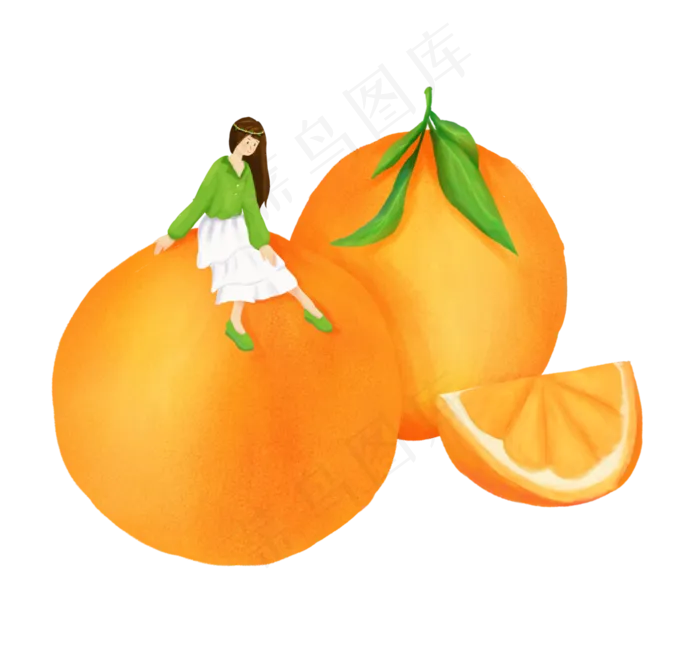 新鲜橙色橘子香橙水果女孩(1697X1579(DPI:300))psd模版下载