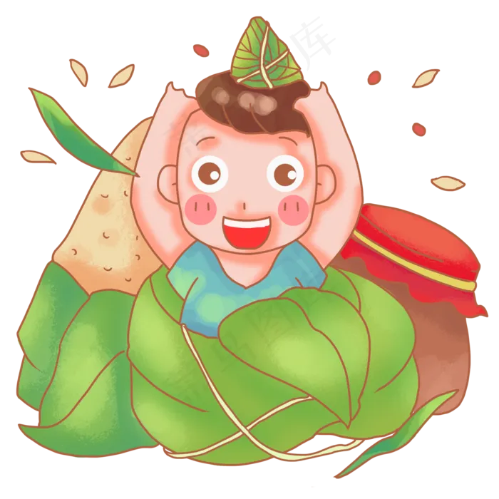 从粽子里钻出来的男孩(2000X2000(DPI:300))psd模版下载