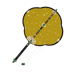 皇家团扇中国风水墨PNG素材,免抠元素